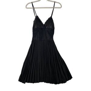 Seduction Chemise Dress Women XS Black Lace Overlay Strappy Flare Flowy‎ NEW